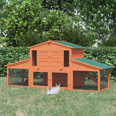 Big Rabbit Cage Guinea Pig House W/ Double Ramp, Weatherproof Wood Rabbit Hutch