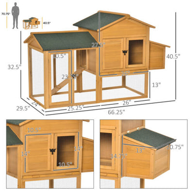 Wooden Outdoor Hen House Large Chicken Coop w/ Removable Tray, Nesting Box, Ramp 196393165829