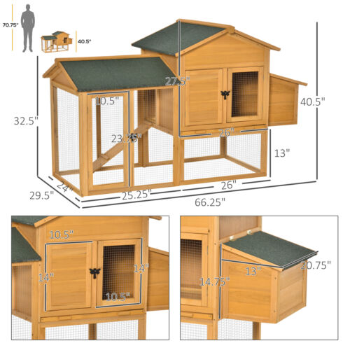 Wooden Outdoor Hen House Large Chicken Coop w/ Removable Tray, Nesting Box, Ramp 196393165829