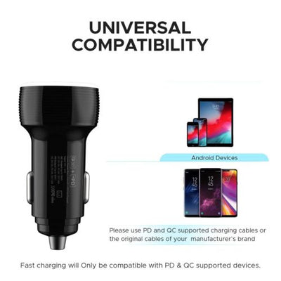 15V Dual 3.0 USB Car Charger 2 Port Adapter LED Cigarette Socket Fast Charging