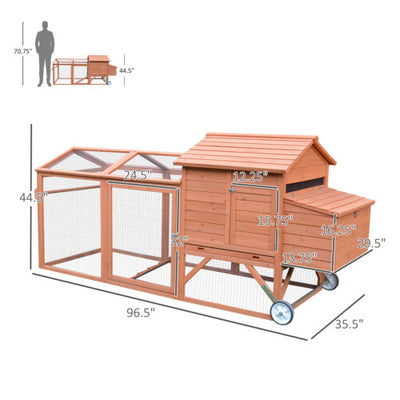 Fir Wood Hen House with Outdoor Run Ramp Lockable Doors and Perch, Natural 700729272251