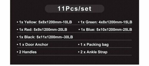 11 PCS Resistance Band Set Yoga Pilates Abs Exercise Fitness Tube Workout Gym CA
