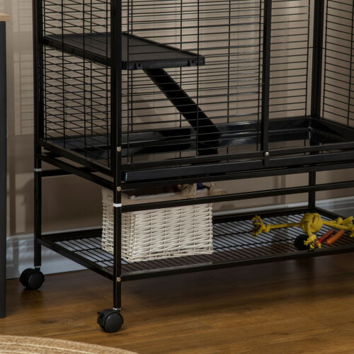 Small Animal Cage for Ferret Chinchilla Guinea Pig W/ Wheels Tray Ramp