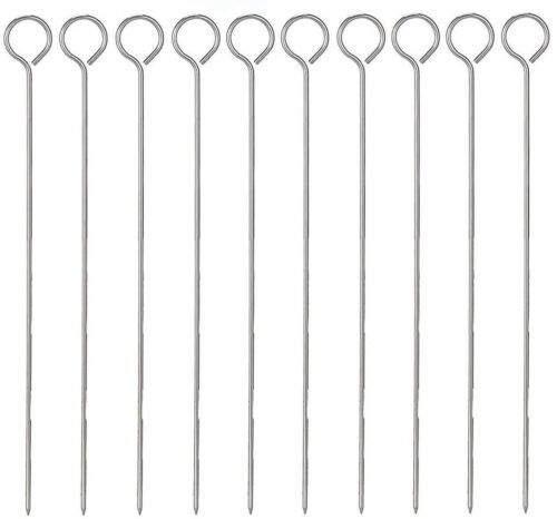 6pcs BBQ Kabob Skewers Roasting Sticks Meat Skewers 35cm Flat Stainless Steel