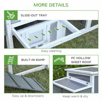 64&quot; Wooden Chicken Coop Hen House with Openable Hollow Sheet Roof Tray