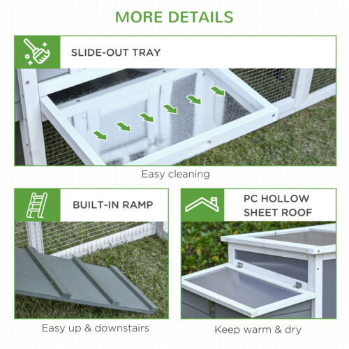 64&quot; Wooden Chicken Coop Hen House with Openable Hollow Sheet Roof Tray