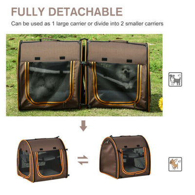 Large Portable Double Cat Pet Carrier Kennel Bag Oxford Travel Car Seat