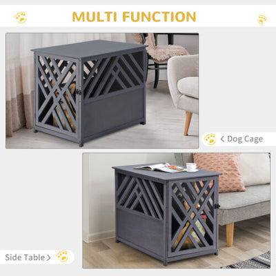 Natural Fir Wood Dog Cage Indoor Use Villa for Pet Secured and Solid, Grey 842525112499