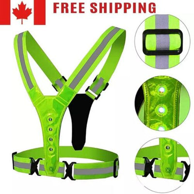 LED Reflective Running Biking Vest, High Visibility Warning Lights Safety Gear