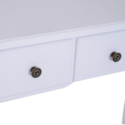 2-PC Dressing Table Set Vanity Makeup Desk Mirror Stool 5 Drawers Bedroom White