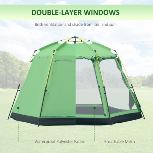6 Person Camping Tent Pop-up Design with 4 Windows 2 Doors Portable Carry Bag