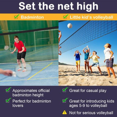 Badminton Tennis Net Set 13&quot; Adjustable Height Durable &amp; Portable w/ Carrying
