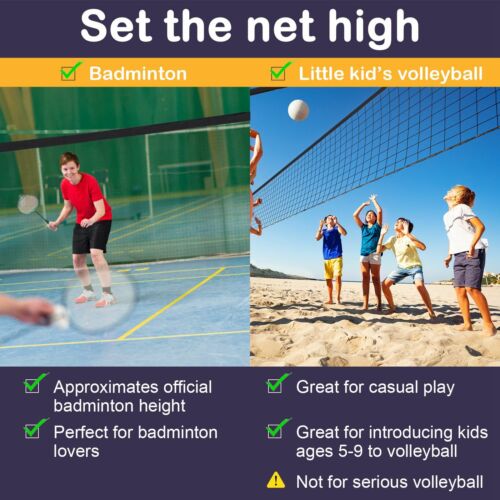 Badminton Tennis Net Set 13&quot; Adjustable Height Durable &amp; Portable w/ Carrying