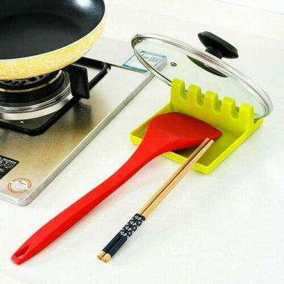 Kitchen Heat Resistant Silicone Spoon Rest Cooking Utensil Spatula Holder 2Pack