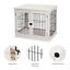 26&apos;&apos; Wooden Dog Cage Pet Crate Tabletop Metal Wire Small Animal, White