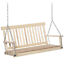 2-Person Heavy Duty Hanging Swinging Outside Front Bench w/ Fir Wood, Natural