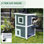 Outdoor Solid Wood 2-Floor Cat Condo Pet House Kitten Shelter with Window - Gray 842525142892