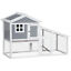 59&quot; Wooden Rabbit Hutch Playpen Bunny House with Sunlight Roof Ramp Tray Grey