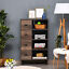4-Drawer Dresser Storage Cabinet with 4-Tier Shelves for Living Room &amp; Bedroom