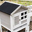 102&quot; 2-in-1 Wooden Rabbit Hutch, Double Main House Pet Playpen w/Tray Ramp Grey 196393159293