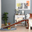 Pet Ramp Bed Steps for Dogs Cats with Non-slip Carpet Top Platform Brown Grey