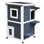 Outdoor Solid Wood 2-Floor Cat Condo Pet House Kitten Shelter with Window - Gray 842525142892