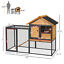 Outdoor Rabbit Cage Elevated Pet House w/ Slide-Out Tray, Natural Wood &amp; Black 842525165365