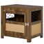 Wood Dog Crate Kennel End Table Furniture W/ Cushion for XS Dogs Indoor Walnut