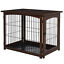 Farmhouse Style Wood Fir and Iron Wire Animal Kennel with Front Door Lock