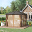 10&apos; x 10&apos; Steel Hardtop Gazebo with Nettings and Curtains Hook Aluminum Frame
