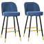 Set of 2 Upholstered Barstools Fabric Bar Chairs with Gold-Capped Steel Legs