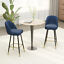 Set of 2 Upholstered Barstools Fabric Bar Chairs with Gold-Capped Steel Legs