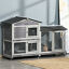 62&quot; Wooden Mobile Rabbit Hutch with Wheels Run Box Slide Tray Ramp, Light Grey 196393161449