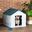 Plastic Dog House for Medium Dogs, Puppy Shelter Kennel w/ Door Opening, Blue