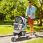 3 Wheels Pet Stroller Folding Dog Carrying Cart w/ Brake Canopy Travel
