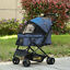 Pet Stroller Foldable Travel Dog Cat Carriage w/ Reversible Handle Brake Basket
