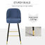 Set of 2 Upholstered Barstools Fabric Bar Chairs with Gold-Capped Steel Legs