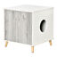 Wooden Cat Mess-free Litter Box, Wide Enclosure End Table w/ 2 Magnetic Doors 196393066744