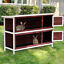 Pawhut 54&quot; 2 Story Large Elevated Wooden Rabbit Hutch Yard Bunny Cage w/ Tray