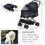 Pet Stroller Foldable Travel Dog Cat Carriage w/ Reversible Handle Brake Basket