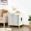 Wooden Cat Mess-free Litter Box, Wide Enclosure End Table w/ 2 Magnetic Doors 196393066744