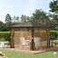 10&apos; x 10&apos; Steel Hardtop Gazebo with Nettings and Curtains Hook Aluminum Frame