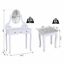 2-PC Dressing Table Set Vanity Makeup Desk Mirror Stool 5 Drawers Bedroom White