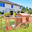 Fir Wood Hen House with Outdoor Run Ramp Lockable Doors and Perch, Natural 700729272251