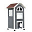 Solid Wood Cat Condo Furniture 2-Floor Pet Shelter, Grey and White, 43&quot; H 842525144469