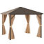 10&apos; x 10&apos; Steel Hardtop Gazebo with Nettings and Curtains Hook Aluminum Frame