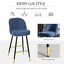 Set of 2 Upholstered Barstools Fabric Bar Chairs with Gold-Capped Steel Legs