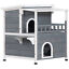 2-Story Cat House, Balcony, Large Ventilated Living Pet Hutch for Rabbits, Dogs 842525149563