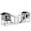 102&quot; 2-in-1 Wooden Rabbit Hutch, Double Main House Pet Playpen w/Tray Ramp Grey 196393159293