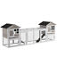 102&quot; 2-in-1 Wooden Rabbit Hutch, Double Main House Pet Playpen w/Tray Ramp Grey 196393159293